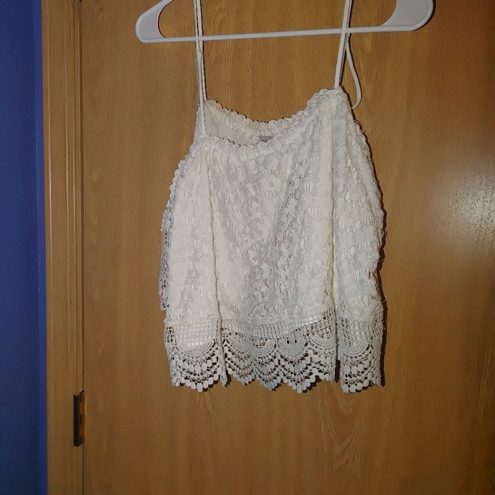 Charlotte Russe small white lace off shoulder top